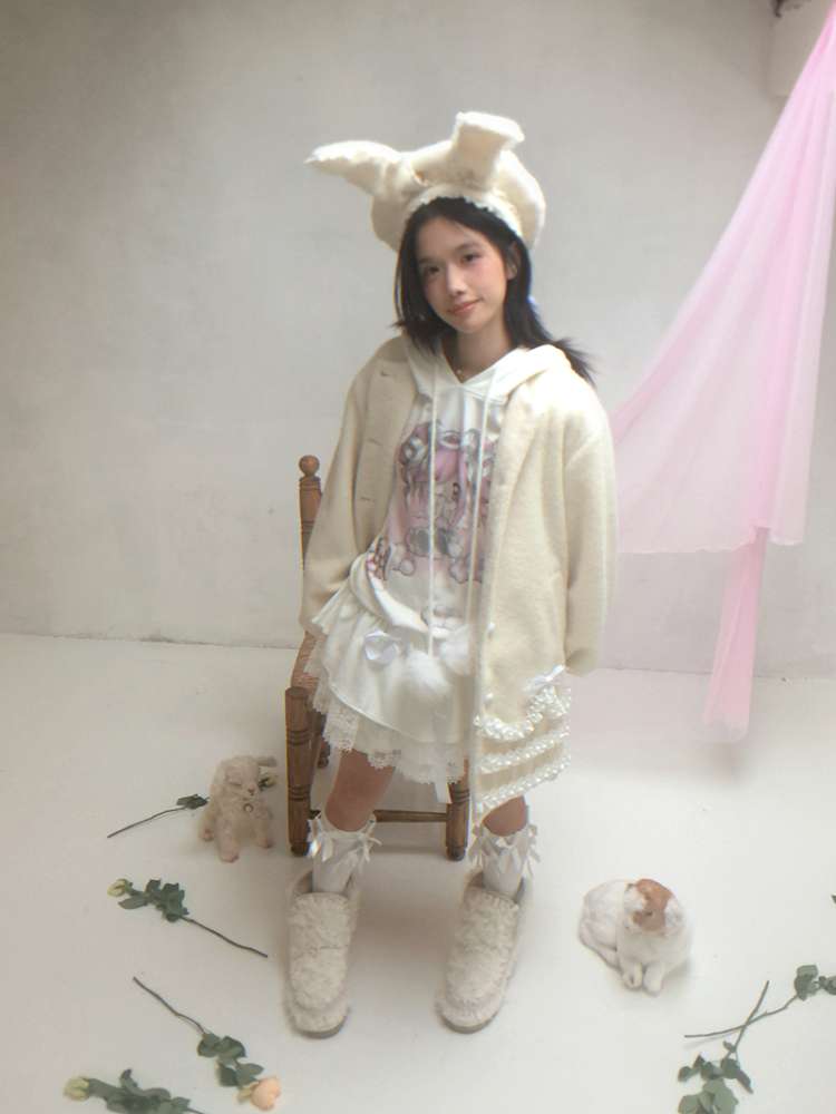 Lace Wool Bubble Sleeve Coat【s0000014532】