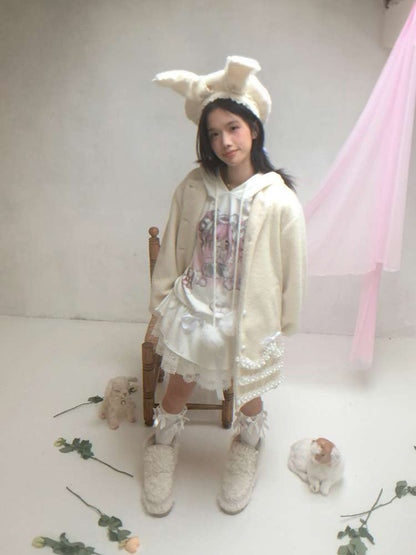 Lace Wool Bubble Sleeve Coat【s0000014532】