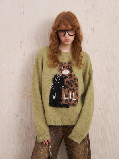 Embroidered Crewneck Pullover Sweater【s0000014082】