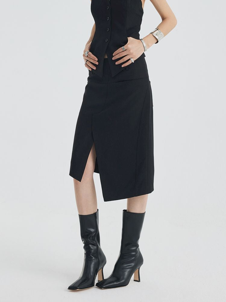 Asymmetric Slit Hem Suit【s0000007346】