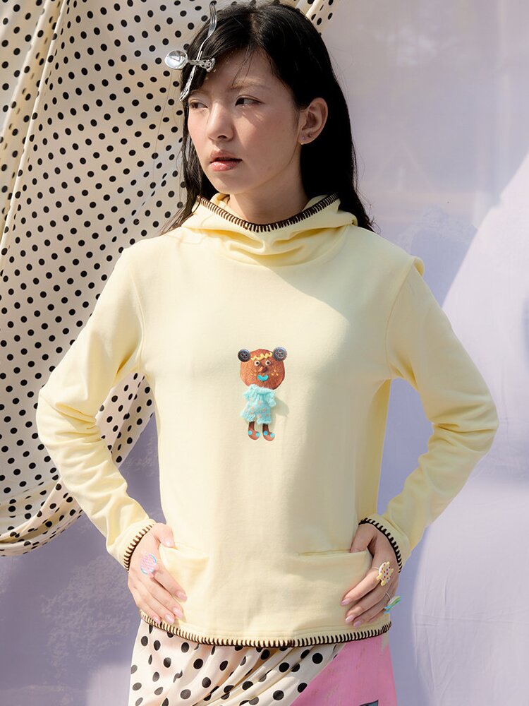 Printed Hood Girl Long Sleeve T【s0000015848】