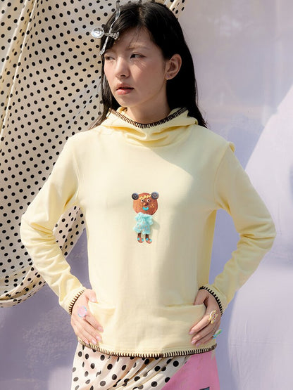 Printed Hood Girl Long Sleeve T【s0000015848】