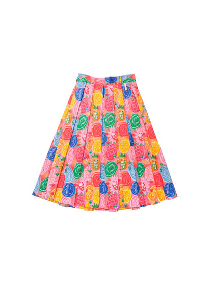 COLORFUL UNIFORM PLEATED HALF SKIRT [S0000010907]