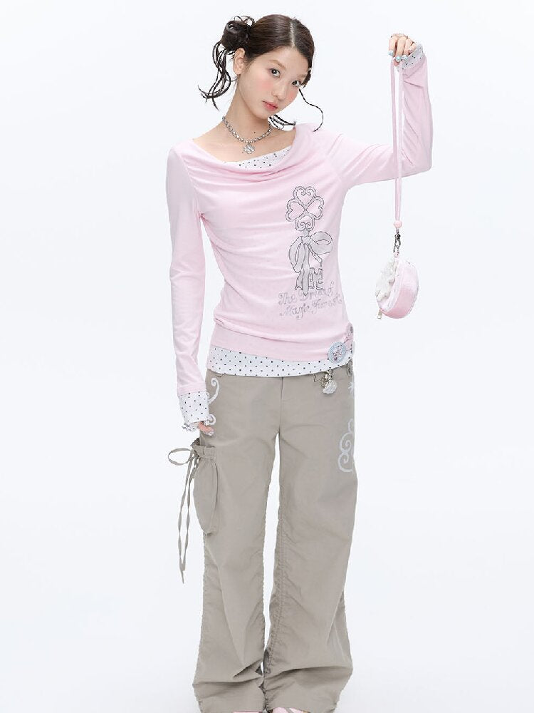 Soft Patchwork Collar Slim Top【s0000016385】