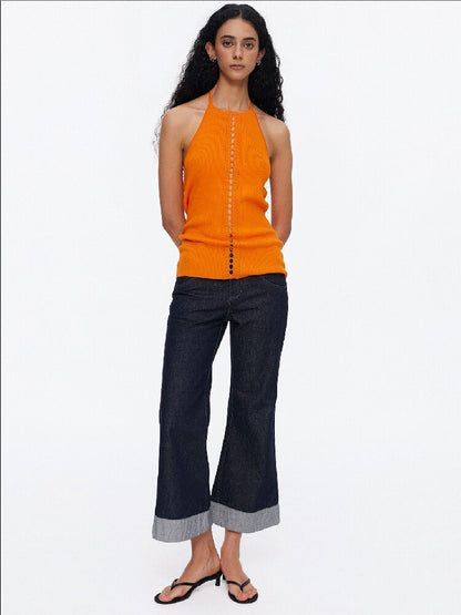 Lyocell Lace Up Halterneck Knit【s0000015929】