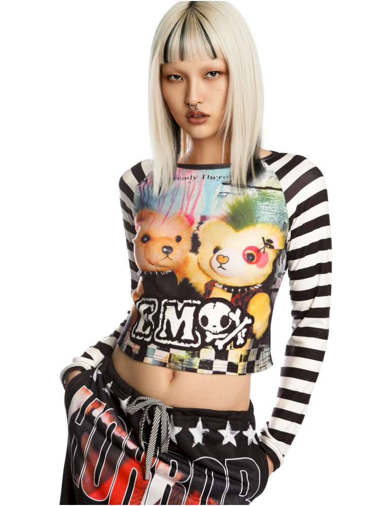 Sweet Cool Y2K Subculture Print Short Top【s0000014907