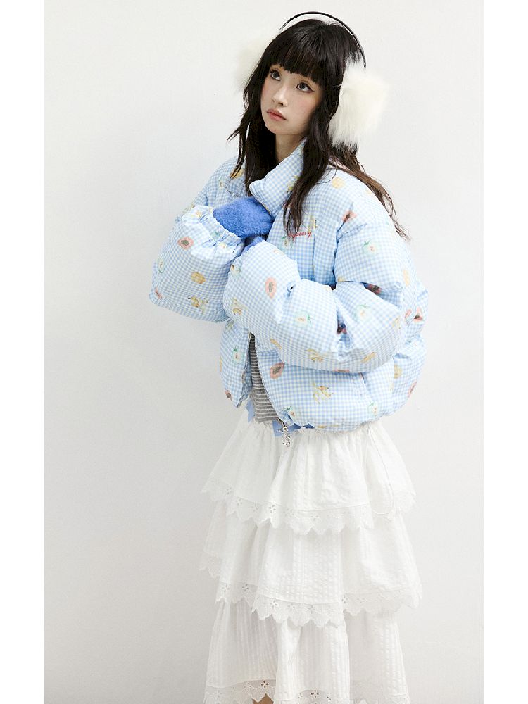 레트로 프린트 코튼 짧은 코트 [S0000011428]