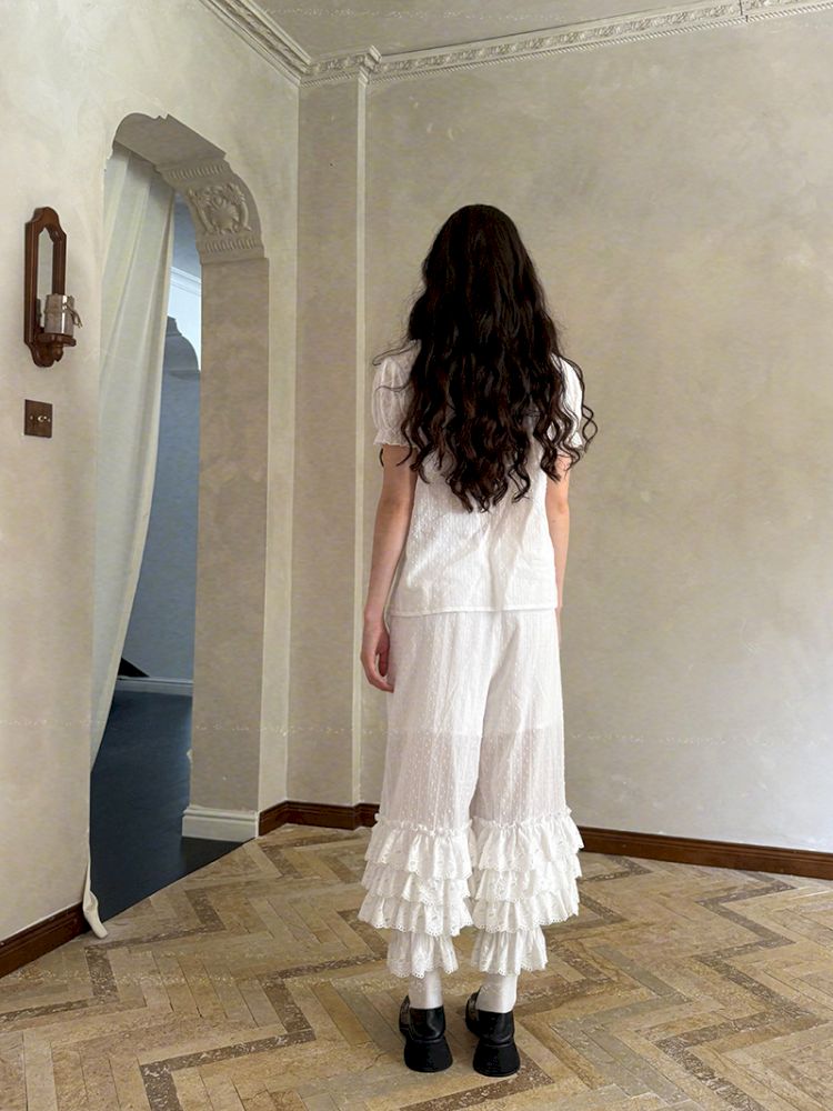 Cute bubble multi-layered lace bows pants【s0000012765】