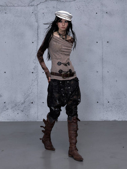 Washed Ripped Denim Harem Pants【s0000015549】