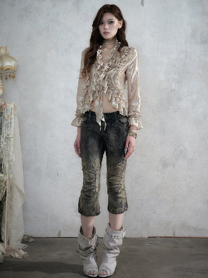 Wood Flange Waist-Cinching Shirt【s0000017986】