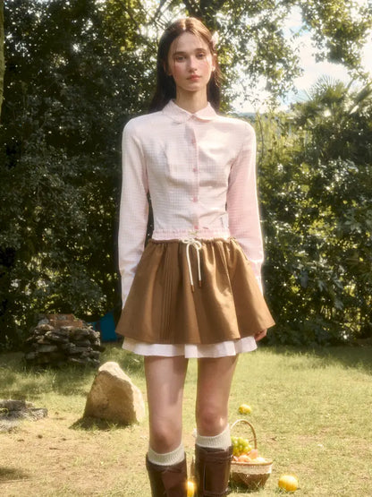 Cotton Cream Two-Tone Shirt【s0000014329】