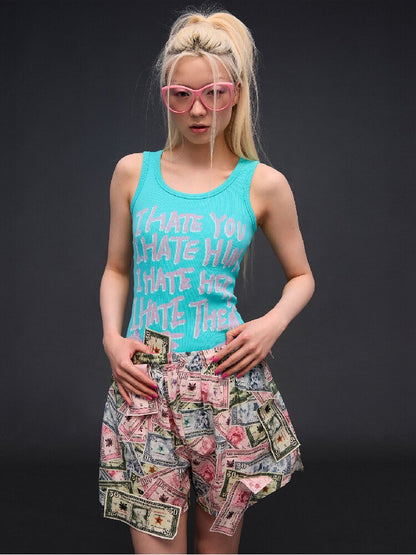 Hate Printed Vest【s0000017291】