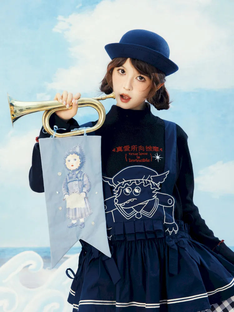 Navy Blue Layered Vest Apron【s0000014156】