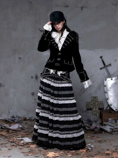 Patchwork Gathered A-Line Skirt【s0000014461】