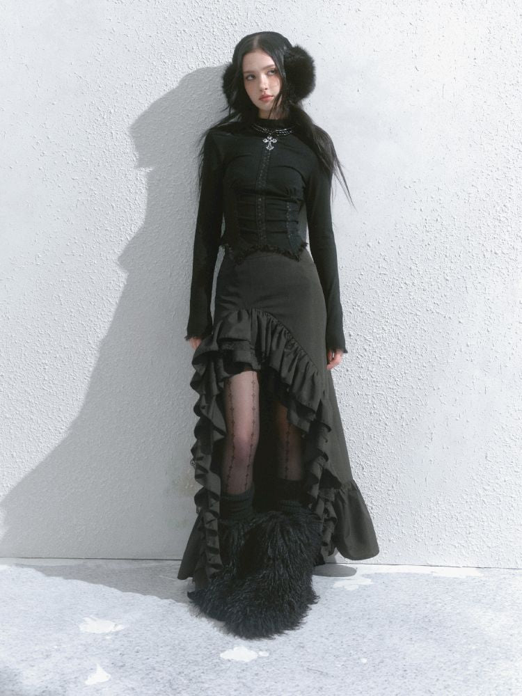 Irregular ruffled half-body skirt【s0000013746】