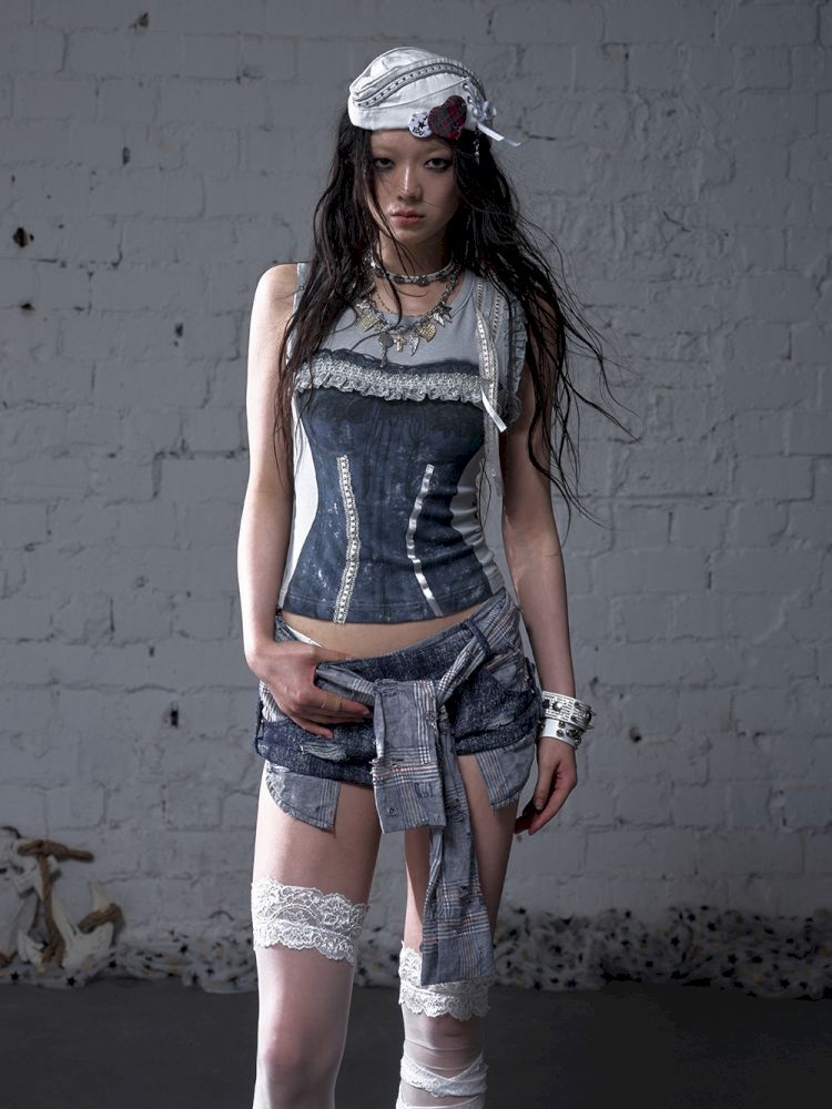 Ssleeveless fitted knit short vest【s0000012791】