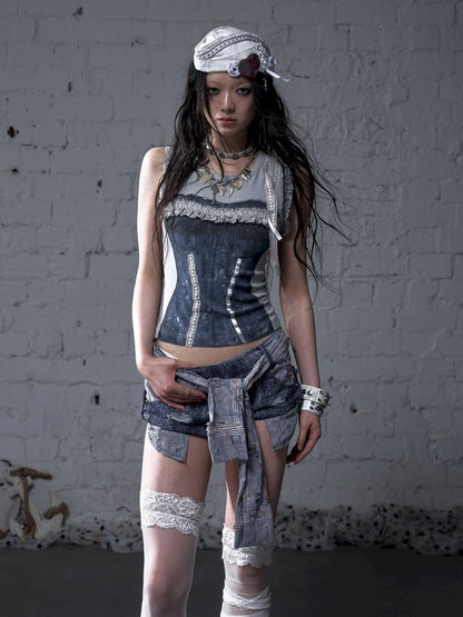 Ssleeveless fitted knit short vest【s0000012791】