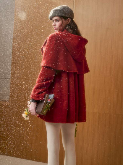 Christmas New Year Woolen Cloak Two-Piece【s0000014892】