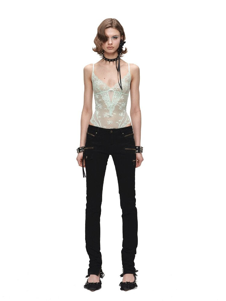 Lace Mesh Patchwork Bodysuit Blouse【s0000016908】