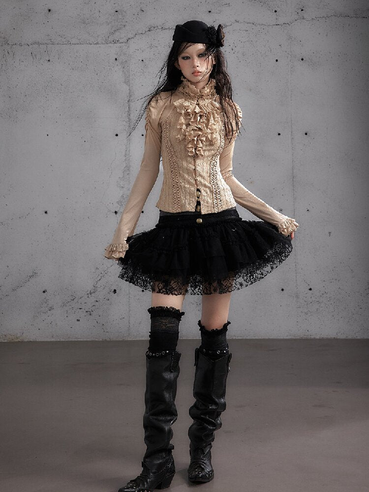 Vintage Layered Mesh Puffy Skirt【s0000019151】