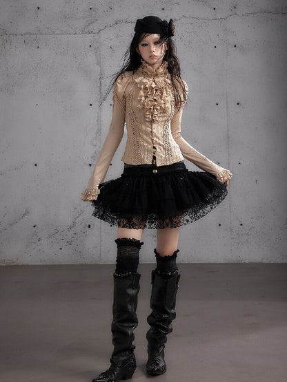 Vintage Layered Mesh Puffy Skirt【s0000019151】