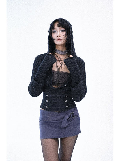 Vintage Hooded Knit Bat Sleeve Top【s0000018486】