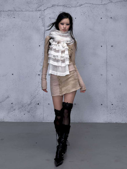 Court Lace Layering Furry Scarf【s0000014932】