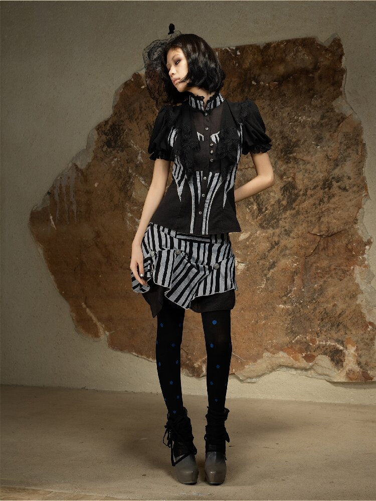 Court Style Dark Punk Puff Shirt【s0000016888】