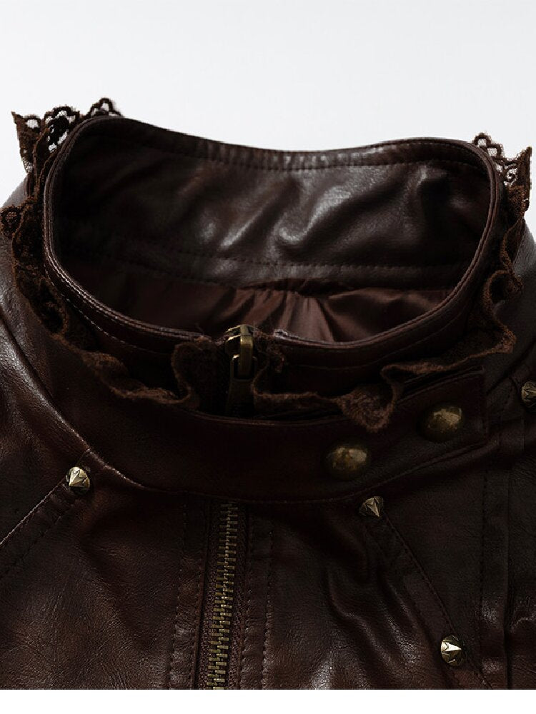 Riveted PU Leather Split Jacket【s0000019156】