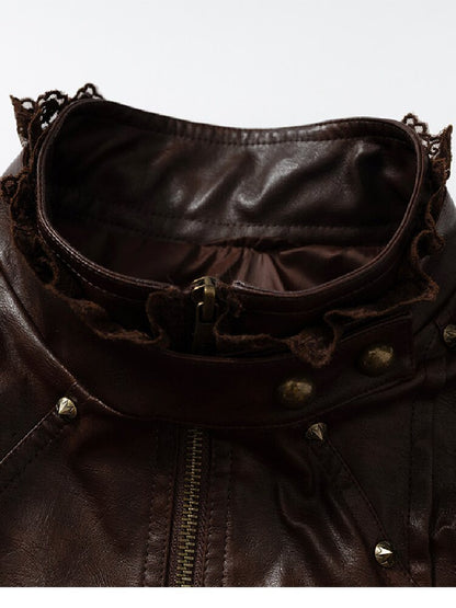 Riveted PU Leather Split Jacket【s0000019156】
