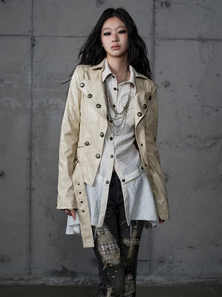 Slim-Fit Short Leather Jacket【s0000013945】