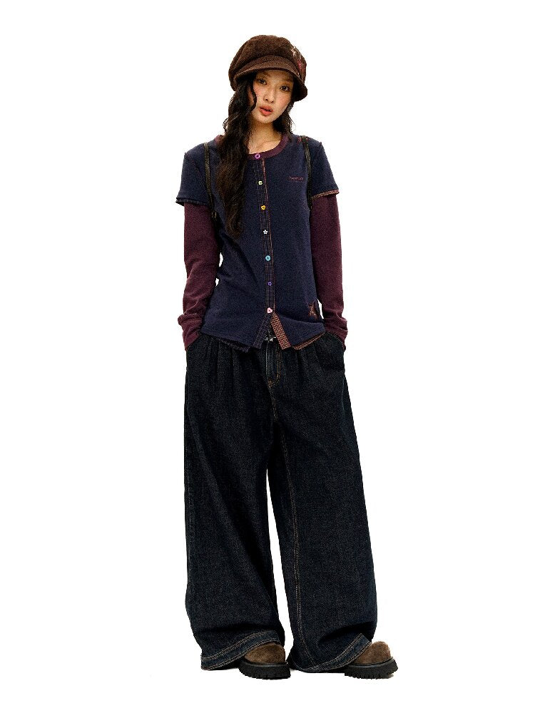 Waist Raw Lace Loose Jeans【s0000016071】