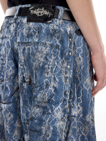 Genderless denim 8-inch shorts【s0000012982】