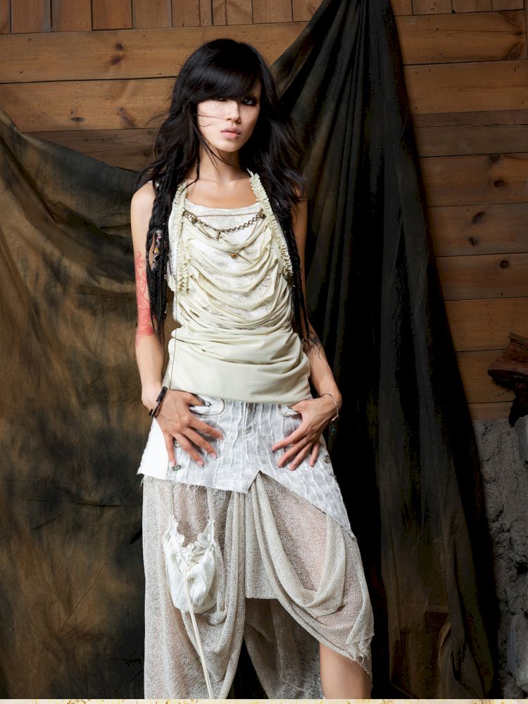 Patchwork Versatile Mesh Asymmetric Skirt【s0000013898】