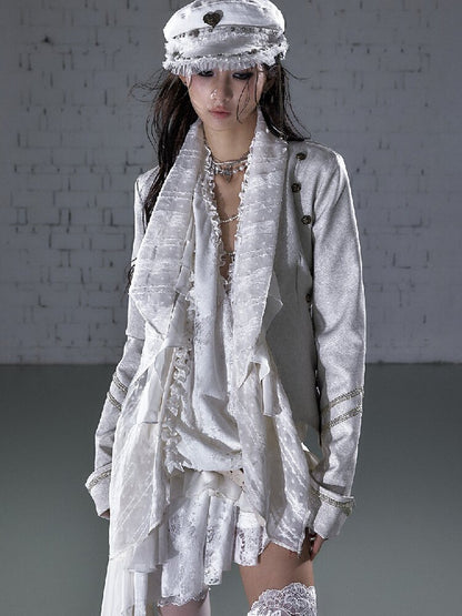 Streamer Snood Chiffon Leather Jacket【s0000015942】
