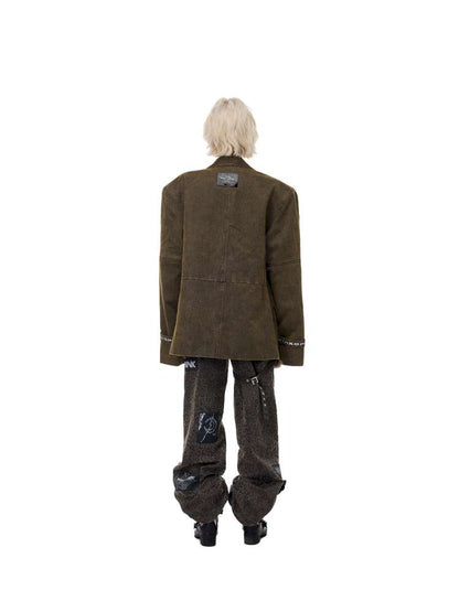 Black Meta Rock Patch Slacks【s0000015123】