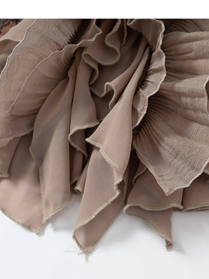 Ruffled Chiffon Flared Cardigan【s0000015548】