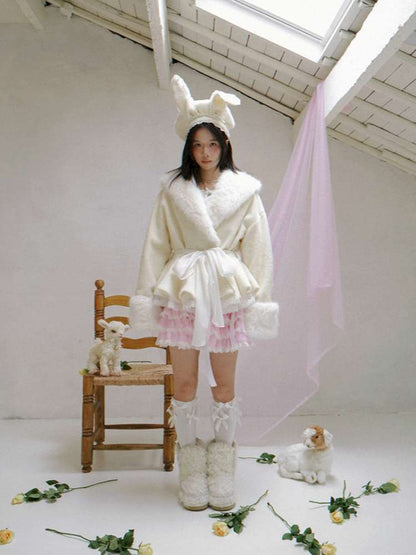 Pink Grid Gradient Lace Short Skirt【s0000014940】