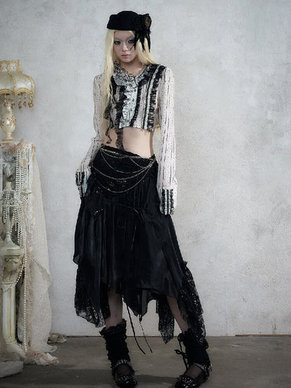 Vintage Lace Asymmetrical Shirt【s0000017987】