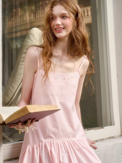 Pink Cotton Embroidered Shirt Dress【s0000015620】