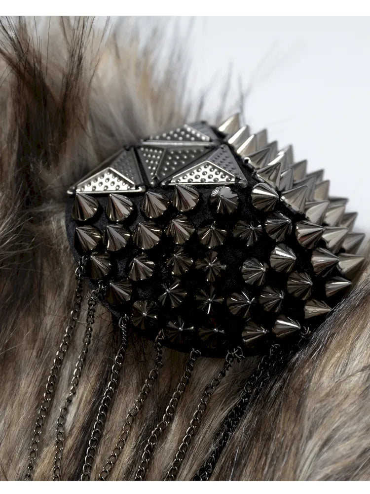 Punk Studded Fuzzy Mini Jacket【s0000014113】