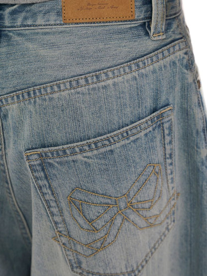 Embroidery Cat Whiskers Vintage Denim Trousers【s0000013445】