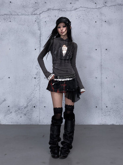 Lace Patchwork Hooded T-shirt【s0000015544】