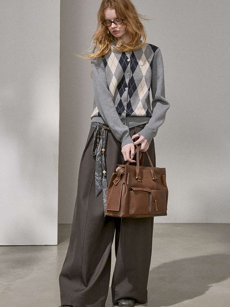 Diamond Plaid Knit Sweater Pants【s0000015072】