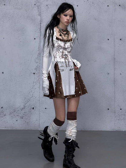 Vintage Baroque Velvet Check Dress【s0000014935】