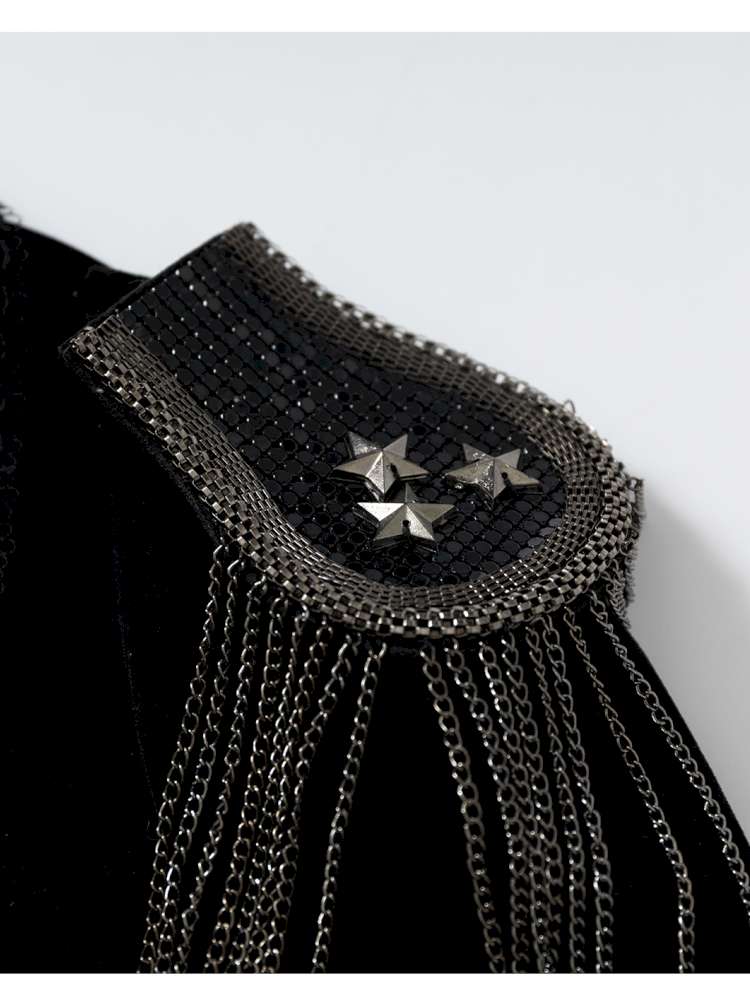 Waist-Defining Flocked Suit Jacket【s0000014458】