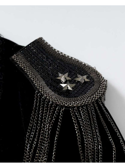 Waist-Defining Flocked Suit Jacket【s0000014458】