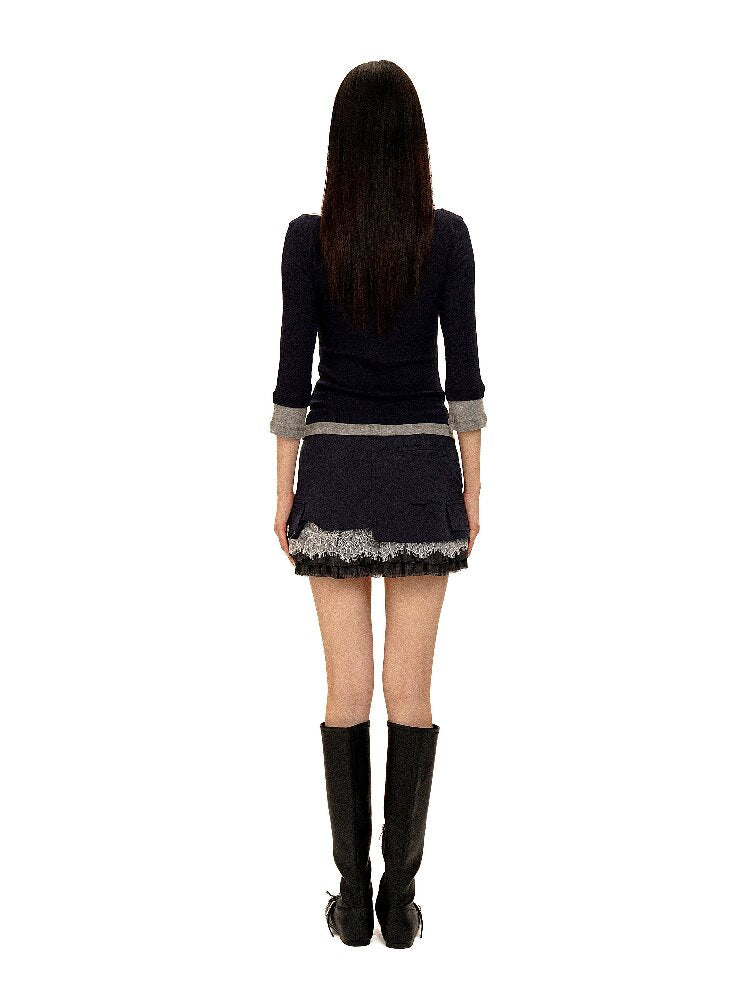 Two Piece Contrasting Henry Top【s0000016112】