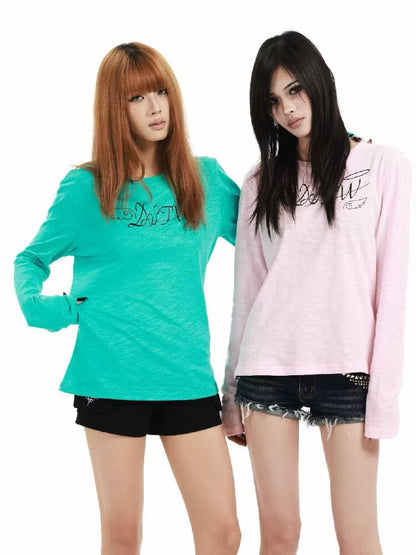 Angel Slogan Cotton Long-Sleeve T【s0000018356】