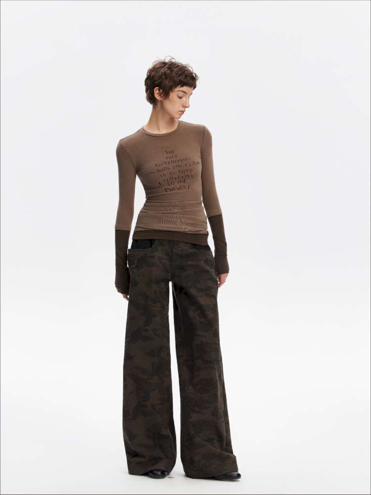 Fake Two-Piece Letter Print Slim Long-Sleeve T-Shirt【s0000014874】